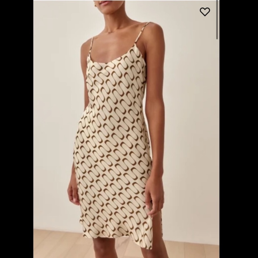 Reformation Neutral Rhea Printed Slip Dress